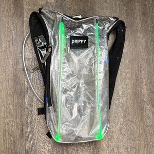 Drippy Clear Sparkle Glitter Light-Up Rave and Festival Hydration Backpack Bag